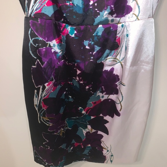 T Tahari Floral Sheath Dress Black Purple White Sleeveless 12 - Picture 10 of 10